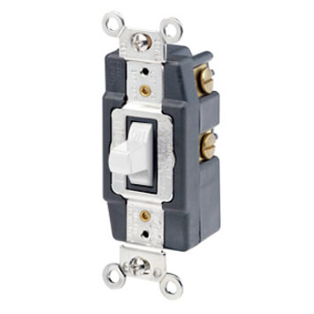 Main product image of Single-Pole Momentary Center OFF, Double-Throw Toggle Switch, 15A - White (120/277V)
