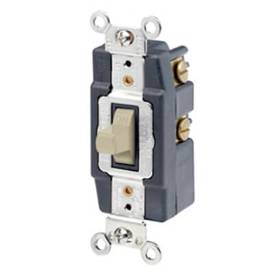 Main product image of Single-Pole Momentary Center OFF, Double-Throw Toggle Switch, 20A - Ivory (120/277V)