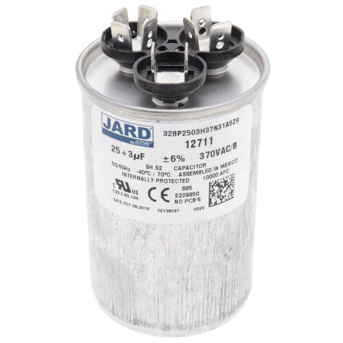 Main product image of 25/3 MFD Round Run Capacitor (370V)