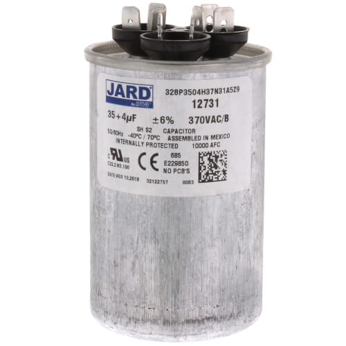 Main product image of 35/4 MFD Round Run Capacitor (370V)