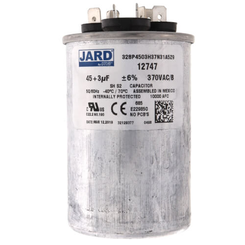 Main product image of 45/3 MFD Round Run Capacitor (370V)