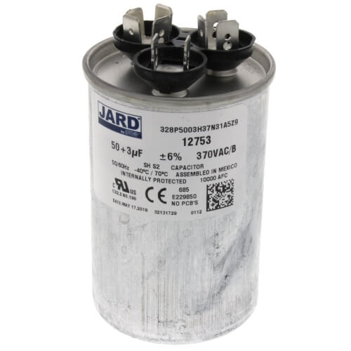 Main product image of 50/3 MFD Round Run Capacitor (370V)