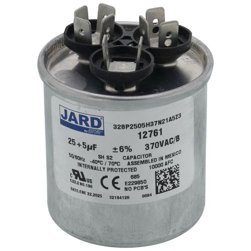 Main product image of 25/5 MFD Round Run Capacitor (370V)