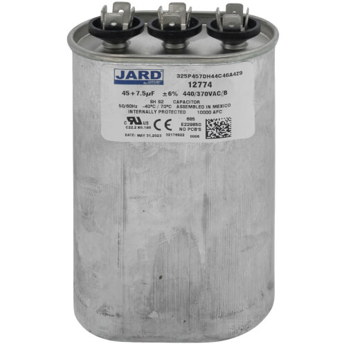 Main product image of 45/7.5 MFD Oval Run Capacitor (440/370V)