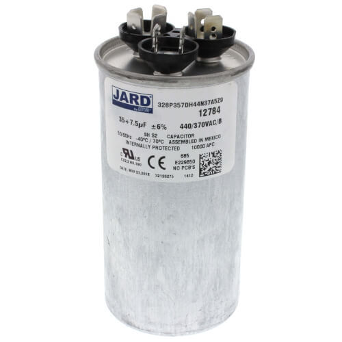 35/7.5 MFD Mars 12784 Dual Motor Run Capacitor Round 440V 