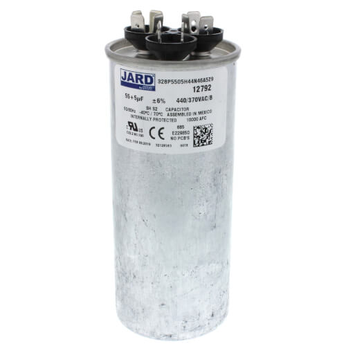 Main product image of 55/5 MFD Round Run Capacitor (440/370V)