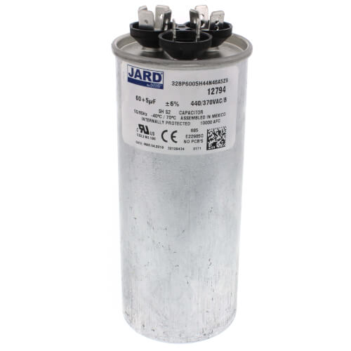 Main product image of 60/5 MFD Round Run Capacitor (440/370V)