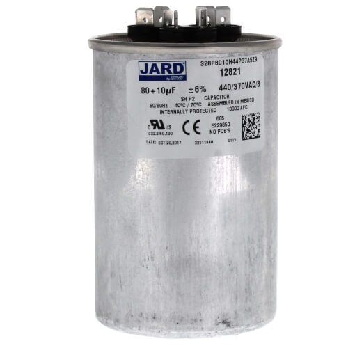 Main product image of 80/10 MFD Round Run Capacitor (440V)