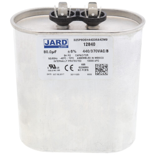 Main product image of 80 MFD Oval Run Capacitor (440/370V)