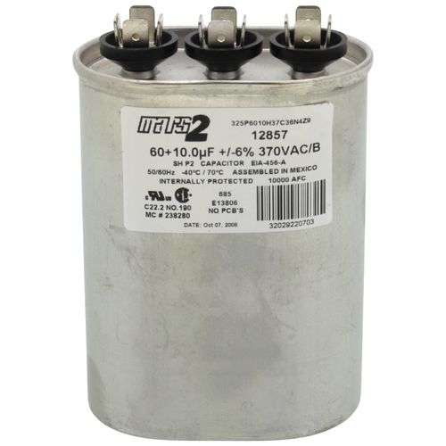 Main product image of 60/10 MFD Oval Run Capacitor (370V)