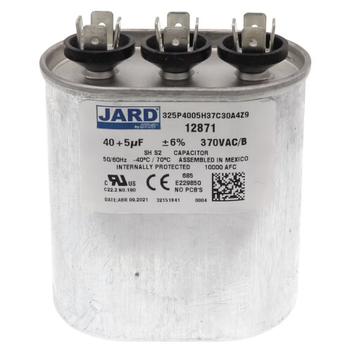 Main product image of 40/5 MFD Oval Run Capacitor (370V)