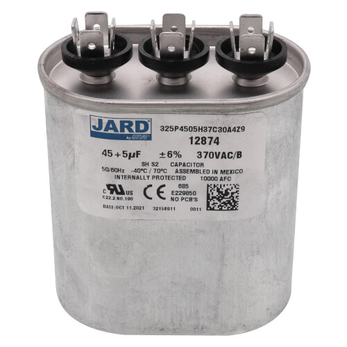 Main product image of 45/5 MFD Oval Run Capacitor (370V)