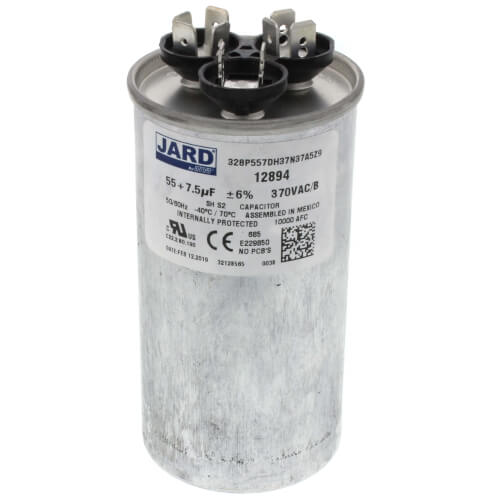 Main product image of 55/7.5 MFD Round Run Capacitor (370V)
