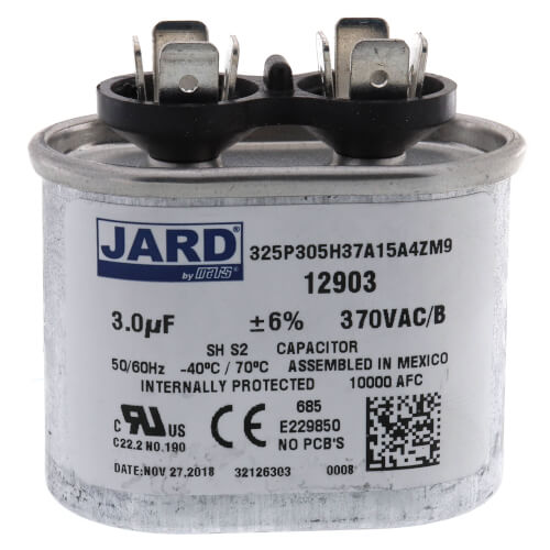 3 MFD Oval Run Capacitor (370V)