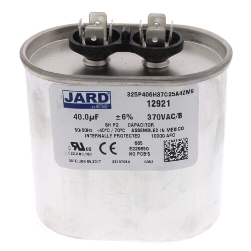 12921 Jard 12921 40 MFD Oval Run Capacitor (370V)