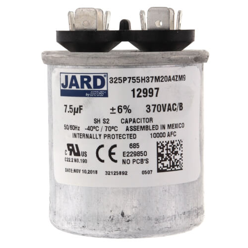 Main product image of 7.5 MFD Round Run Capacitor (370V)
