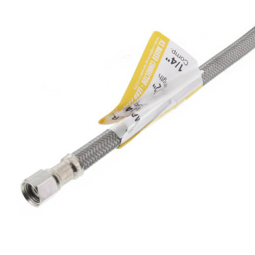 72" Ice Maker Braided Stainless Steel Hose Connector (1/4" x 1/4" Compression Thread)