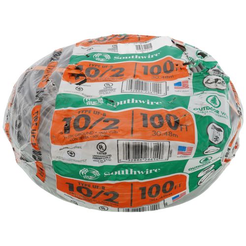 Main product image of 10/2 UF-B Copper Underground Feeder & Branch Circuit Cable w/ Ground Wire (100' Coil)