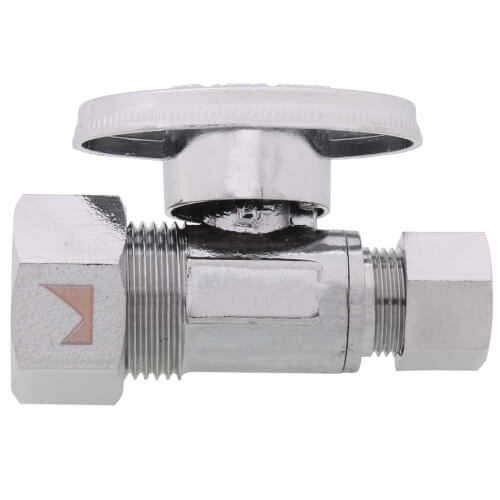 Main product image of 1/2" Nom Compression (5/8" OD) x 3/8" OD Compression Straight Stop Valve - LFBV894013, No Lead (Chrome)