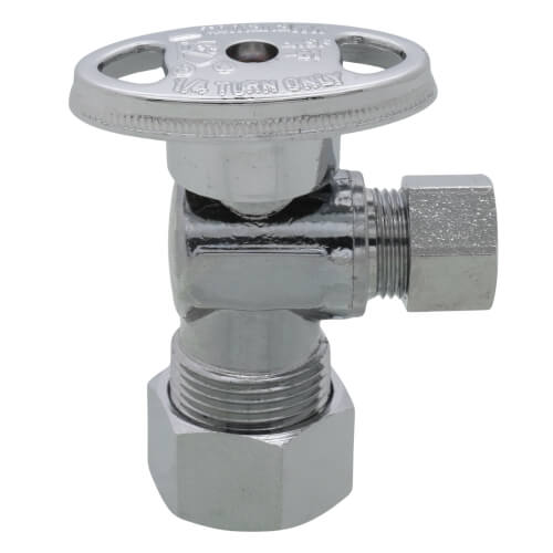Main product image of 1/2" Nom Compression (5/8" OD) x 3/8" OD Compression Angle Stop Valve - LFBV894003, Lead Free (Chrome)