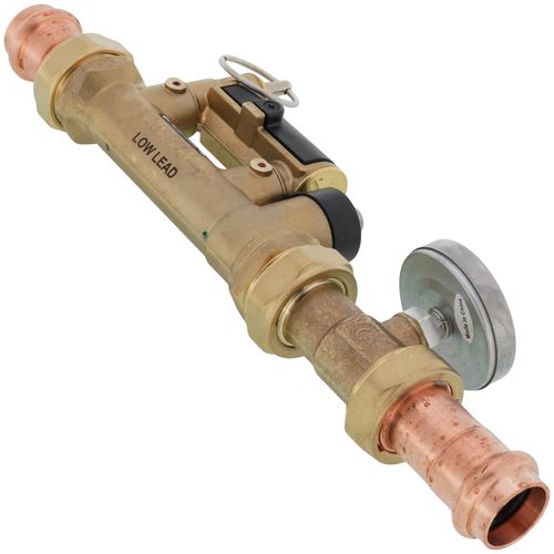 Main product image of 3/4" Press QuickSetter Balancing Valve w/ Flow Meter Union & Temp. Gauge, 0.5 to 1.75 GPM (Lead Free)