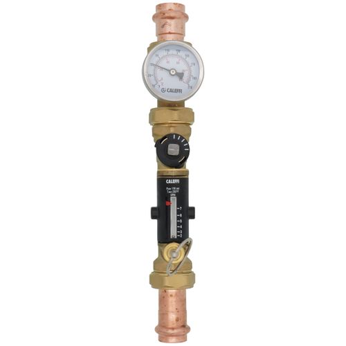 Main product image of 3/4" Press QuickSetter Balancing Valve w/ Flow Meter Union & Temp. Gauge, 2 to 7 GPM (Lead Free)