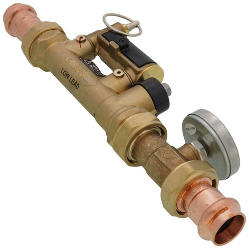 Main product image of 3/4" Press QuickSetter Balancing Valve w/ Flow Meter Union & Temp. Gauge, 2 to 7 GPM (Lead Free)