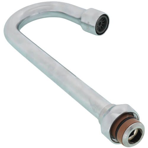 Main product image of 9-1/16" Swivel Gooseneck Nozzle w/ Stream Regulator Outlet, 2-5/8" Spread & 5-9/16" Clearance, 132X-TS-BRASS