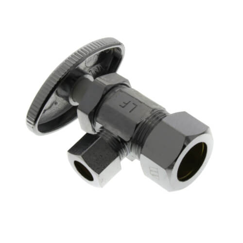Main product image of 1/2" Nom Compression (5/8" OD) x 3/8" OD Compression Angle Stop Valve - LF894003, No Lead (Chrome)