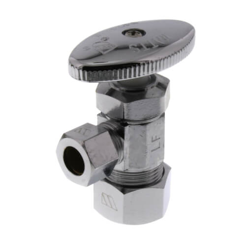 Main product image of 1/2" Nom Compression (5/8" OD) x 3/8" OD Compression Angle Stop Valve - LF894003, No Lead (Chrome)