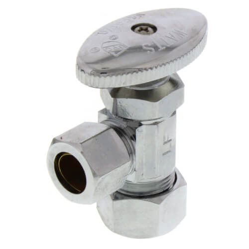 Main product image of 1/2" Nom Compression (5/8" OD) x 1/2" OD Compression Angle Stop Valve - LF894203, No Lead (Chrome)