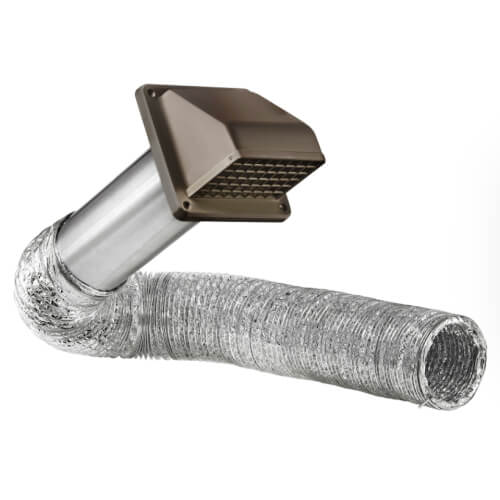 Main product image of 4" x 5 Ft. Flexible Foil Dryer Exhaust Transition Duct Wall Hood Vent Kit (Brown)