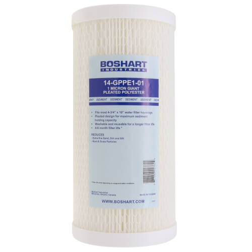 Main product image of 1 Micron 10" Giant Pleated Polyester Sediment Cartridge