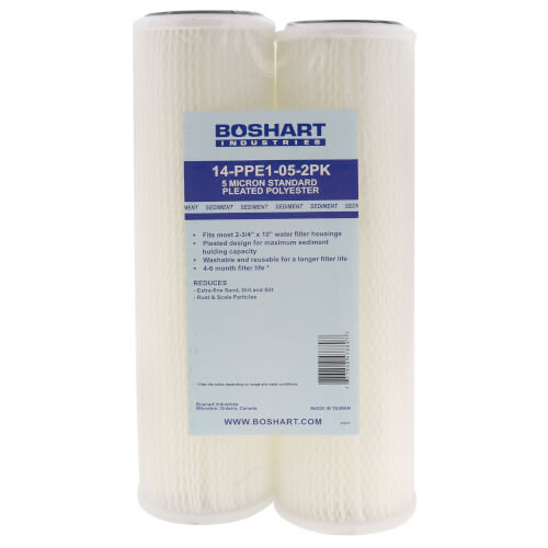 Main product image of 5 Micron 10" Standard Pleated Polyester Sediment Cartridge (Pack of 2)