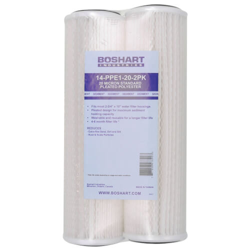 Main product image of 20 Micron 10" Standard Pleated Polyester Sediment Cartridge (Pack of 2)