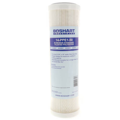 Main product image of 50 Micron 10" Standard Pleated Polyester Sediment Cartridge