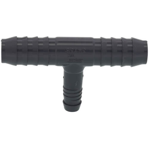 Main product image of 3/4" x 3/4" x 3/8" Spiral Barbed PVC Tee (Insert x Insert x Spiral Barb)