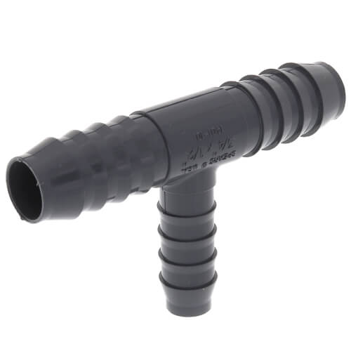 Main product image of 3/4" x 3/4" x 1/2" PVC Barbed Insert Reducing Tee (Insert x Insert x Insert)
