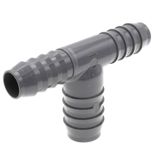 Main product image of 3/4" x 3/4" x 1" PVC Barbed Insert Reducing Tee (Insert x Insert x Insert)