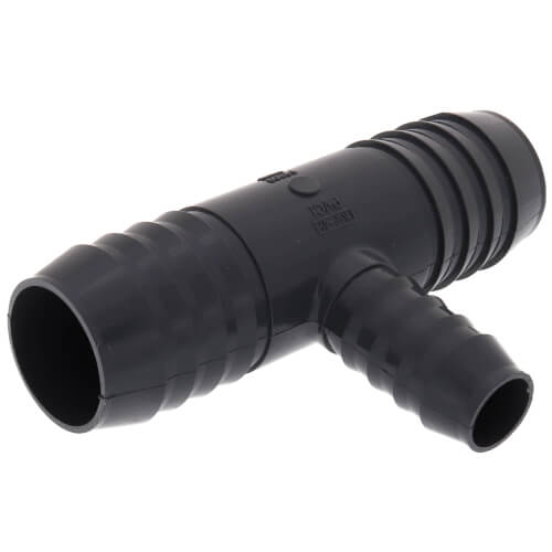 Main product image of 1-1/4" x 1-1/4" x 3/4" PVC Barbed Insert Reducing Tee (Insert x Insert x Insert)