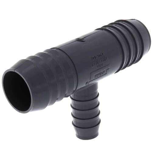 Main product image of 1-1/4" x 1-1/4" x 3/4" PVC Barbed Insert Reducing Tee (Insert x Insert x Insert)
