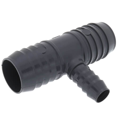 Main product image of 1-1/2" x 1-1/2" x 3/4" PVC Barbed Insert Reducing Tee (Insert x Insert x Insert)