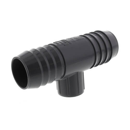Main product image of 1-1/4" x 1-1/4" x 1/2" PVC Barbed Insert Reducing Tee (Insert x Insert x FIPT)