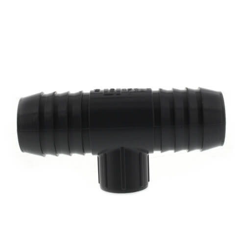 Main product image of 1-1/4" x 1-1/4" x 1/2" PVC Barbed Insert Reducing Tee (Insert x Insert x FIPT)