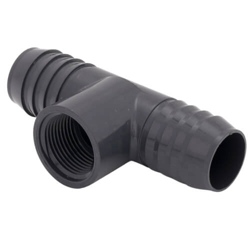 Main product image of 1-1/4" x 1-1/4" x 1" PVC Barbed Insert Reducing Tee (Insert x Insert x FIPT)