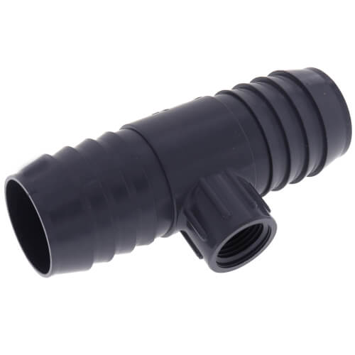 Main product image of 1-1/2" x 1-1/2" x 1/2" PVC Barbed Insert Reducing Tee (Insert x Insert x FIPT)