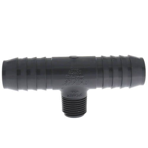 Main product image of 1" x 1" x 1/2" PVC Barbed Insert Reducing Tee (Insert x Insert x MITP)