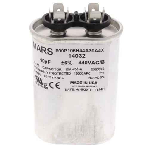 Main product image of 10 MFD Oval Run Capacitor (440/370V)