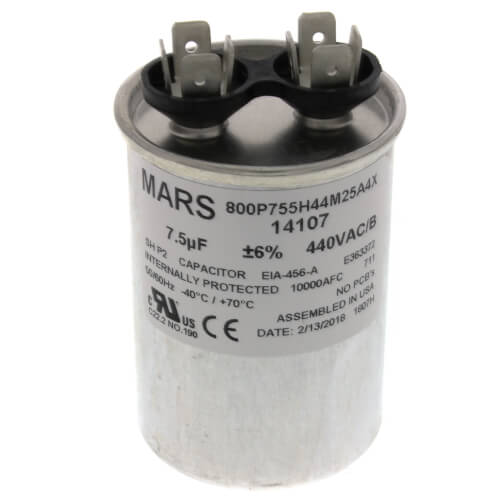 Main product image of 7.5 MFD Round Run Capacitor (440/370V)
