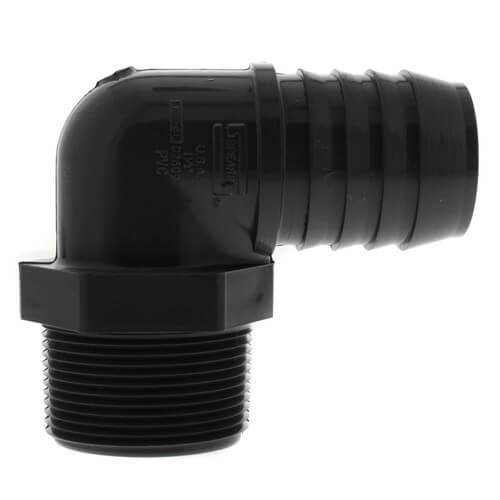 1-1/2" 90° PVC Insert Elbow, VZ1 HEX (Insert x MIPT)